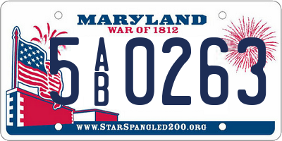 MD license plate 5AB0263