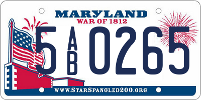 MD license plate 5AB0265