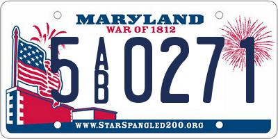 MD license plate 5AB0271