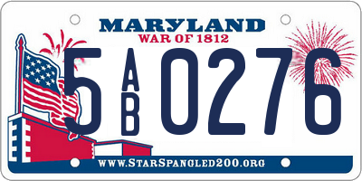 MD license plate 5AB0276