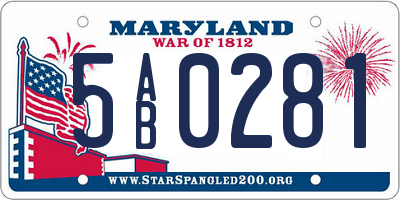 MD license plate 5AB0281