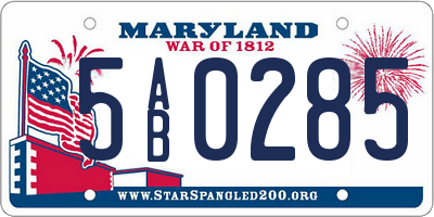 MD license plate 5AB0285