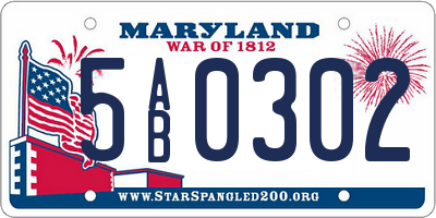 MD license plate 5AB0302