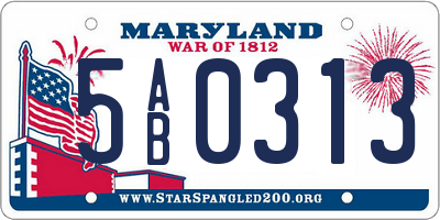 MD license plate 5AB0313