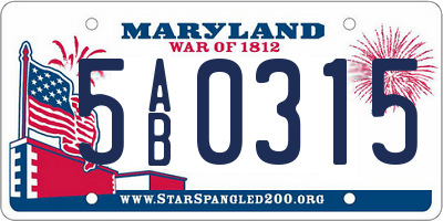 MD license plate 5AB0315