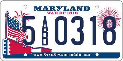 MD license plate 5AB0318