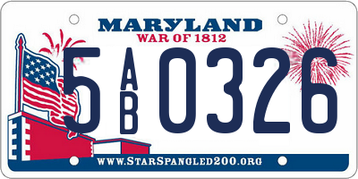 MD license plate 5AB0326