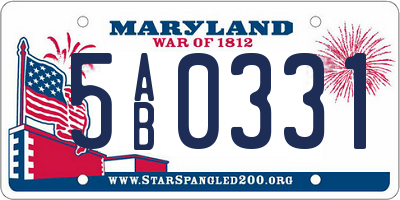 MD license plate 5AB0331