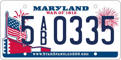MD license plate 5AB0335