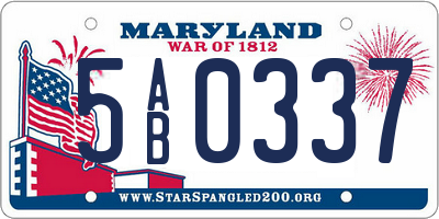 MD license plate 5AB0337