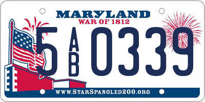 MD license plate 5AB0339