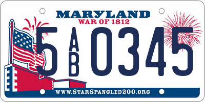 MD license plate 5AB0345