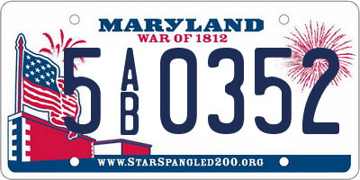 MD license plate 5AB0352