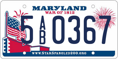 MD license plate 5AB0367