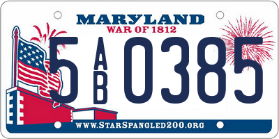 MD license plate 5AB0385