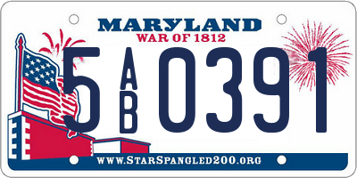 MD license plate 5AB0391