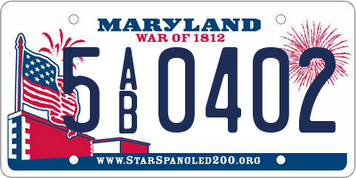 MD license plate 5AB0402