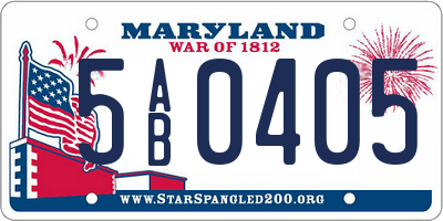 MD license plate 5AB0405