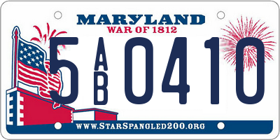 MD license plate 5AB0410