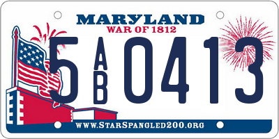 MD license plate 5AB0413