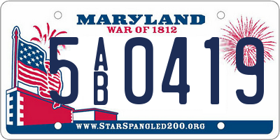 MD license plate 5AB0419