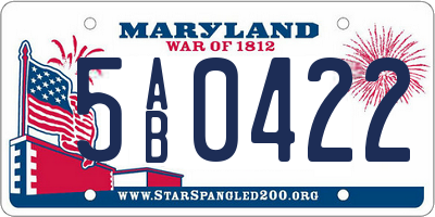 MD license plate 5AB0422