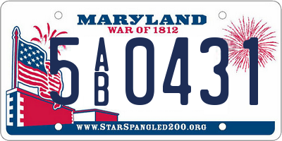 MD license plate 5AB0431