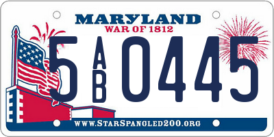 MD license plate 5AB0445