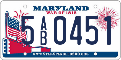 MD license plate 5AB0451