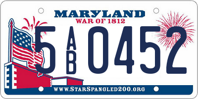MD license plate 5AB0452