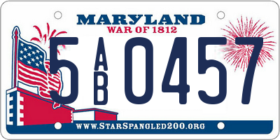 MD license plate 5AB0457