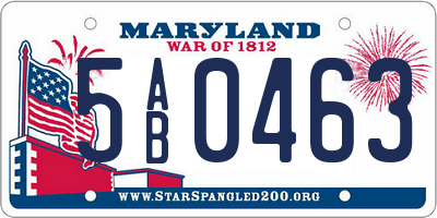 MD license plate 5AB0463