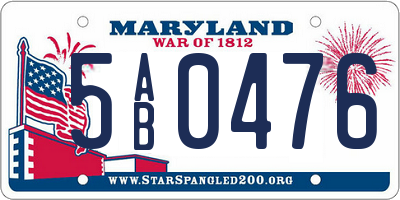 MD license plate 5AB0476