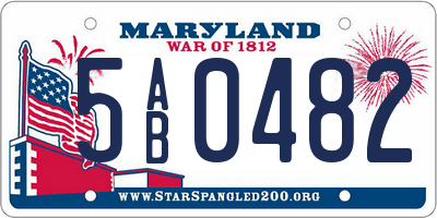 MD license plate 5AB0482