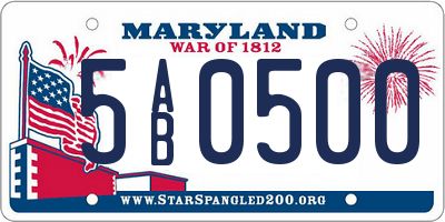 MD license plate 5AB0500