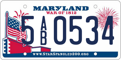 MD license plate 5AB0534