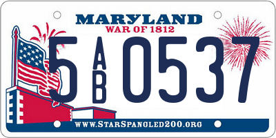 MD license plate 5AB0537