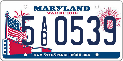 MD license plate 5AB0539