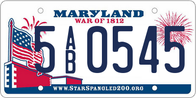 MD license plate 5AB0545