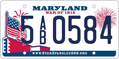 MD license plate 5AB0584