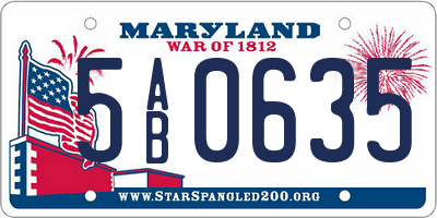 MD license plate 5AB0635