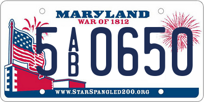 MD license plate 5AB0650