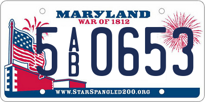 MD license plate 5AB0653
