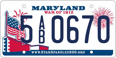MD license plate 5AB0670