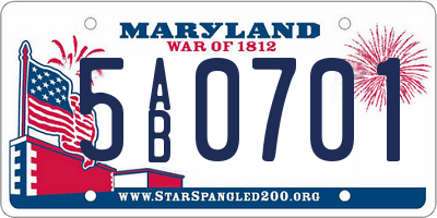 MD license plate 5AB0701