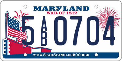 MD license plate 5AB0704