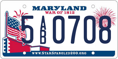 MD license plate 5AB0708