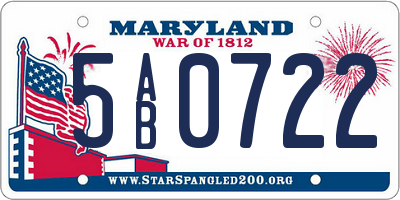 MD license plate 5AB0722