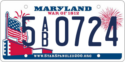 MD license plate 5AB0724