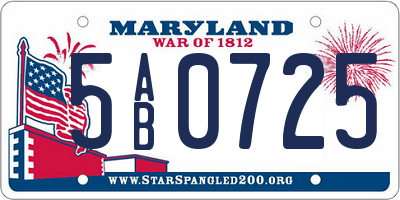 MD license plate 5AB0725